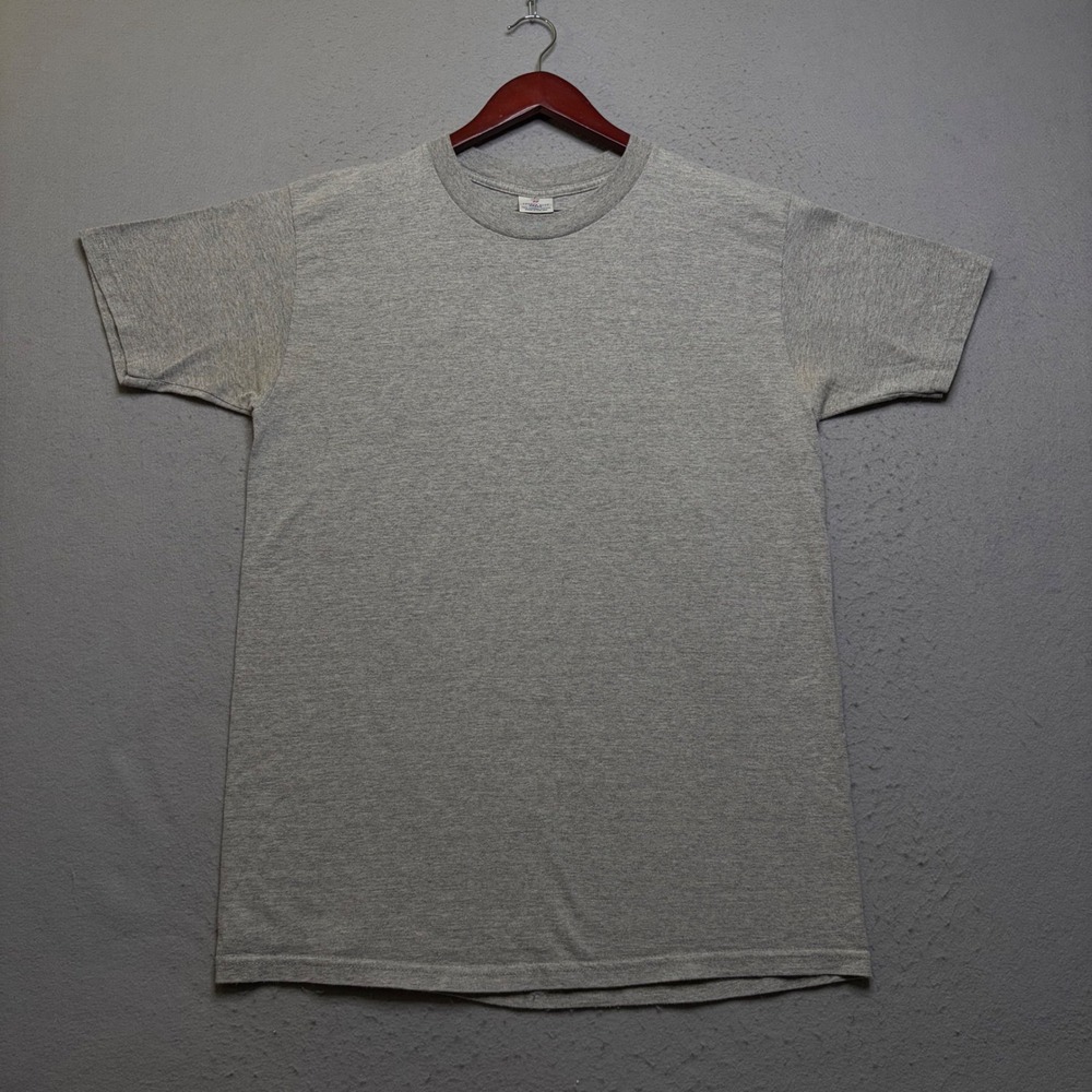 Anchor Blue T-Shirt Mens Large Gray Blank Combed Cotton Made in USA Y2K Vintage